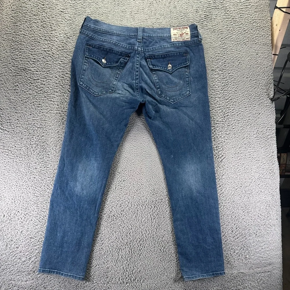 True Religion Rocco Jeans Mens 40x32 Blue Cotton Denim Skinny Relaxed Stretch